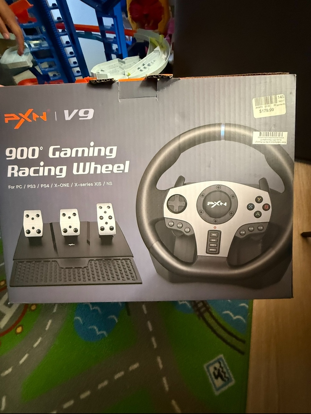 V9 900° Gaming Racing Wheel - Black